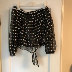 Black Sheer Mesh Off the Shoulder Top